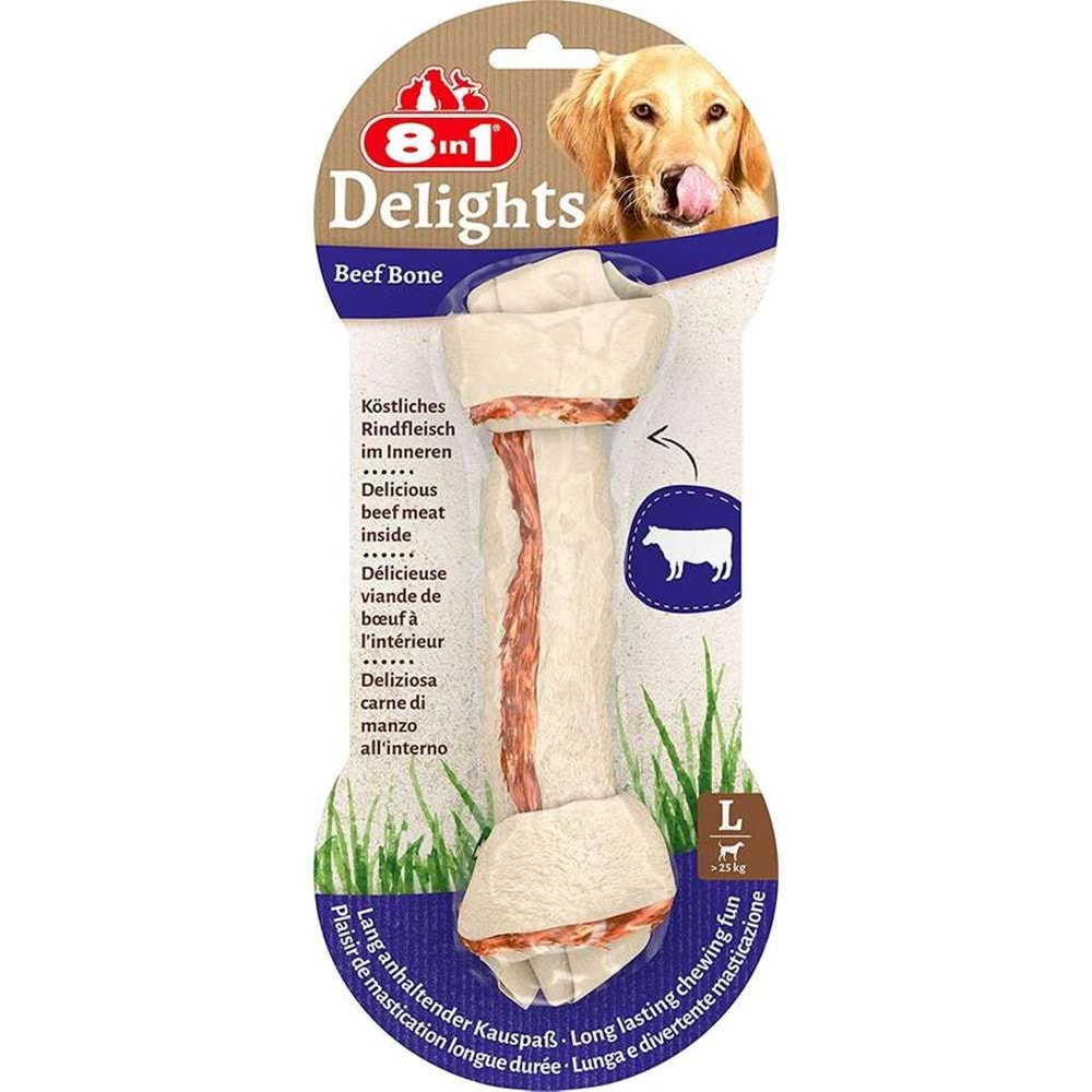 8in1 Delights Düğümlü Biftekli Ağız Bakım Ödül Kemiği 85 Gr Large