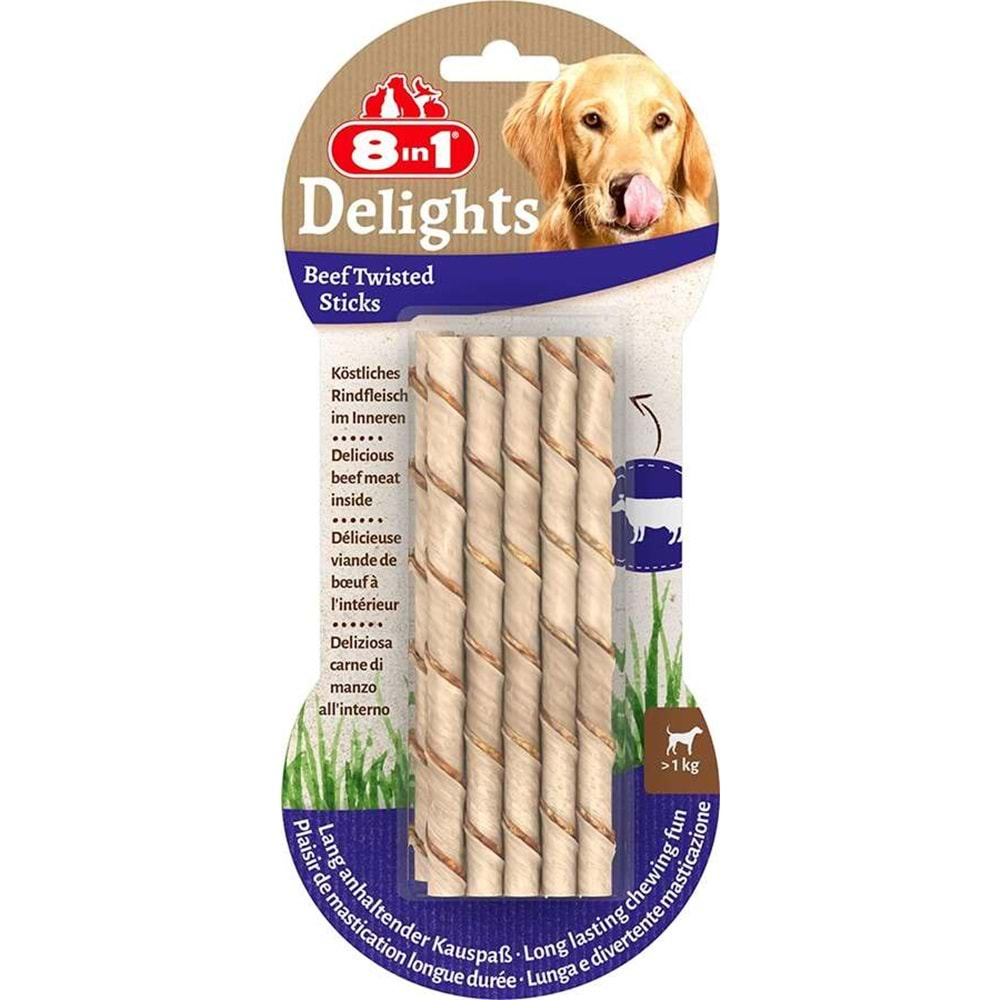 8in1 Delights Bones Köpekler İçin Biftekli Ağız Bakım Çubuğu 10'lu 55 Gr