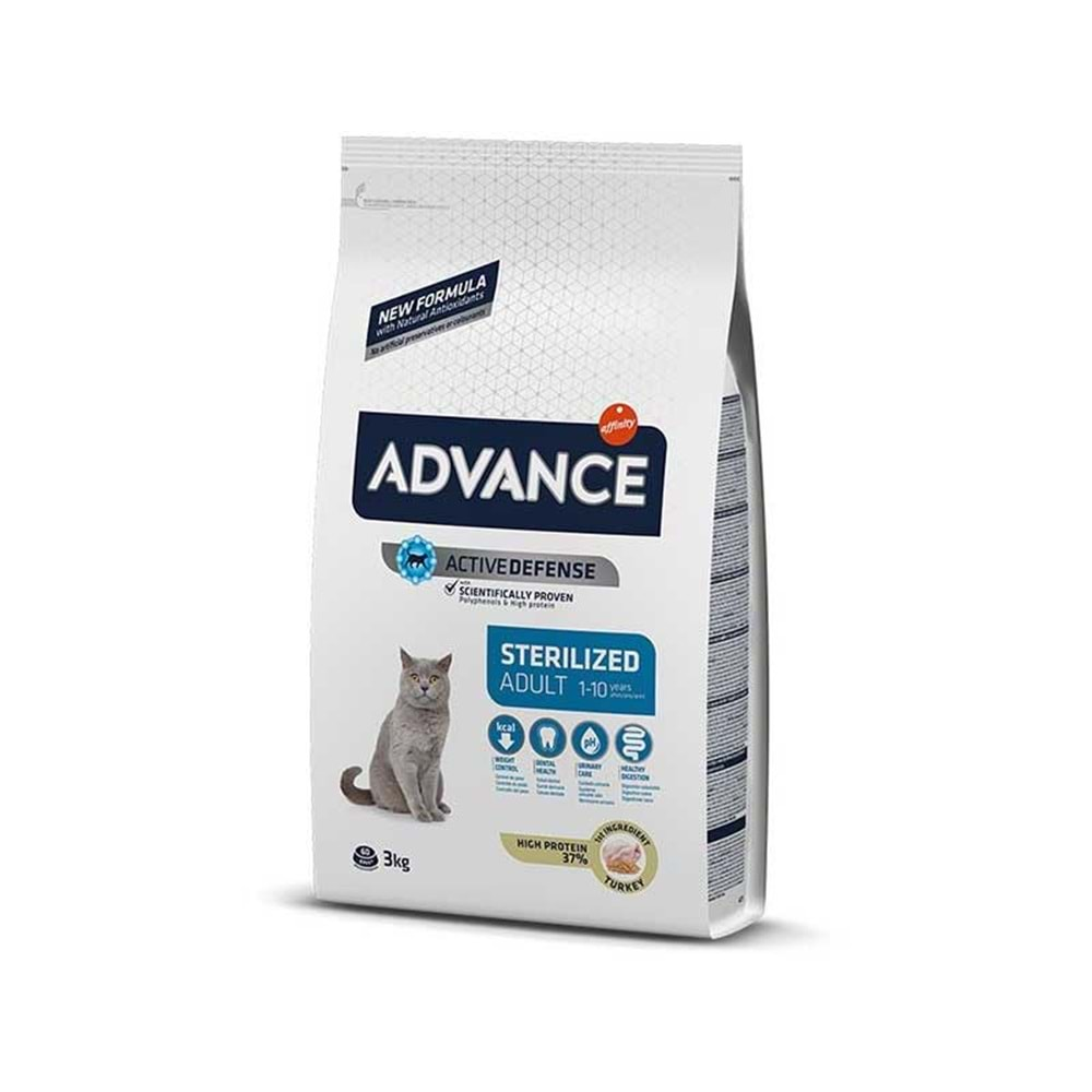 Advance Sterilized Kısırlaştırılmış Hindili Kedi Maması 3 Kg