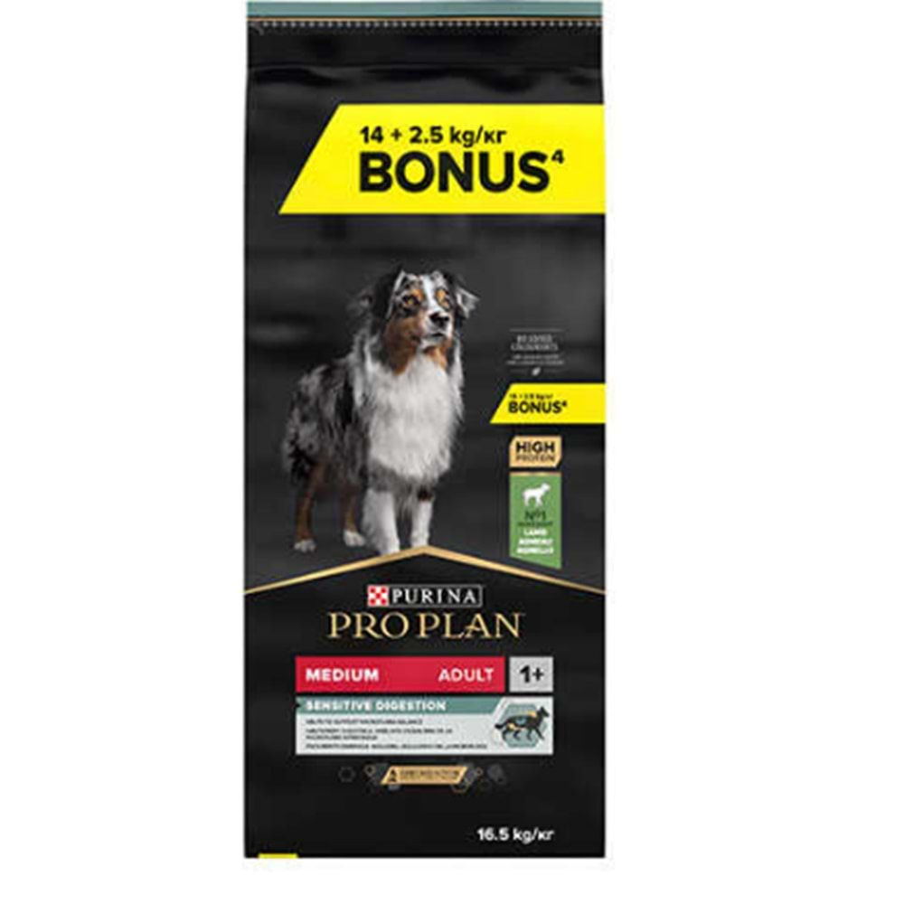 Pro Plan Medium Kuzulu Orta Irk Köpek Maması 14 Kg + 2,5 Kg