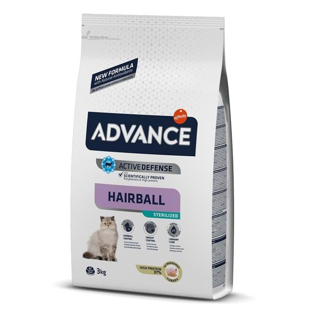 Advance Sterilised Hairball Kısırlaştırılmış Kedi Maması 3 Kg