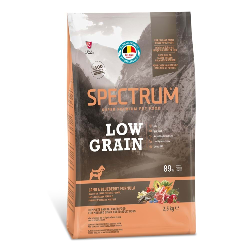 Spectrum Low Grain Small Mini Kuzu Etli ve Yaban Mersini Küçük Irk Köpek Maması 2,5 Kg