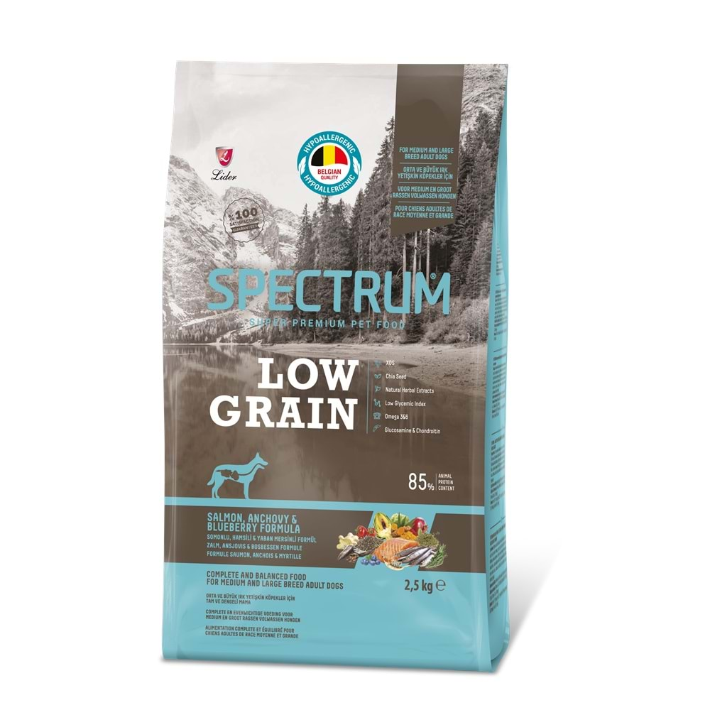 Spectrum Low Grain Small Somon Hamsi ve Yaban Mersini Küçük Irk Köpek Maması 2,5 Kg