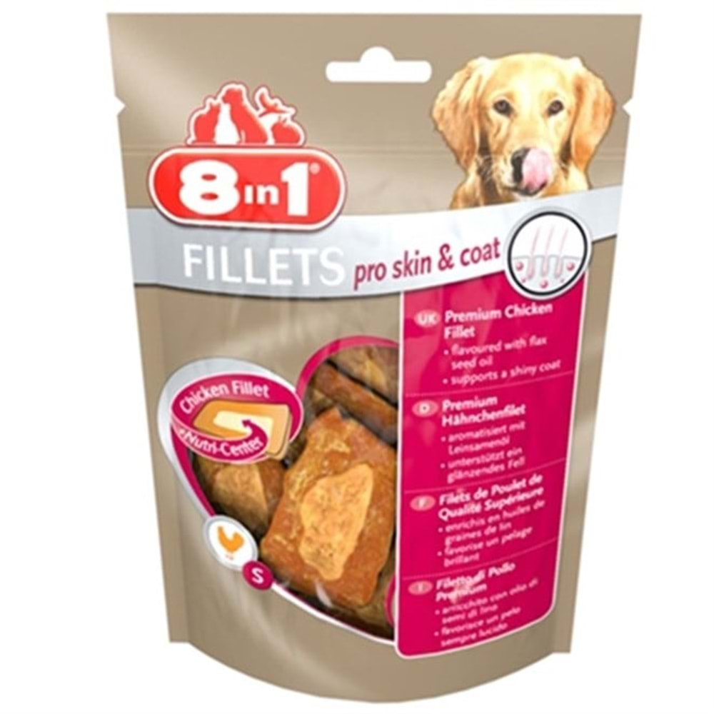 8in1 Pro Skin Coat Tavuk Fileto Köpek Ödül Maması 80 Gr