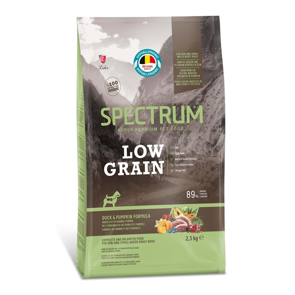 Spectrum Low Grain Small Mini Ördek Etli ve Kabaklı Küçük Irk Köpek Maması 2,5 Kg