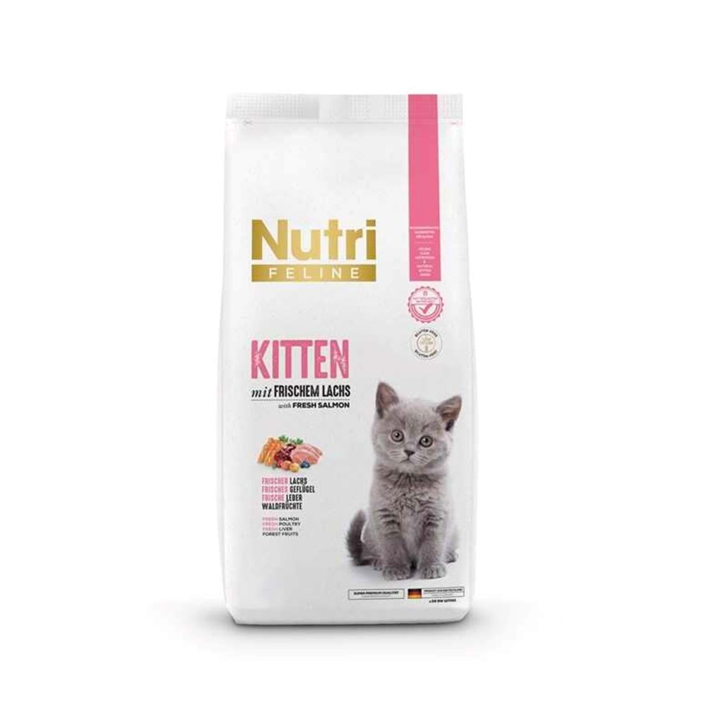 Nutri Feline Glutensiz Somonlu Düşük Tahıllı Yavru Kedi Maması 10 Kg