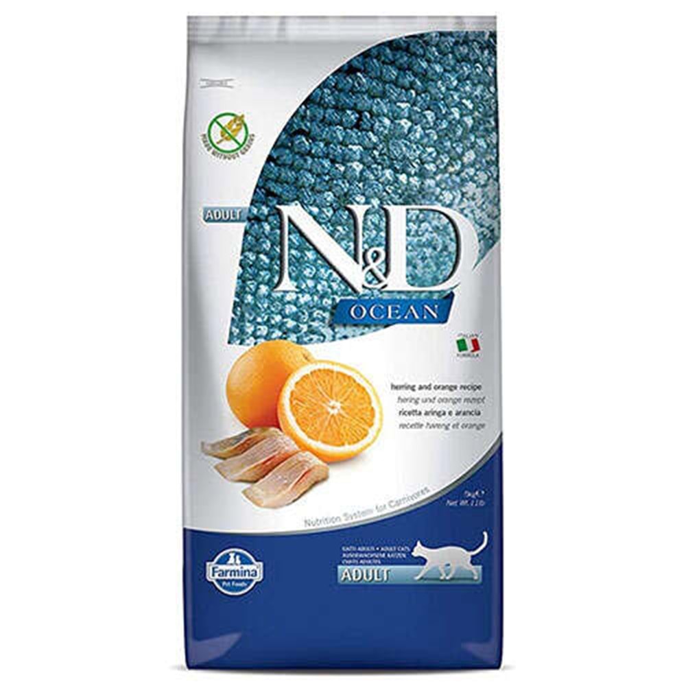 ND Ocean Tahılsız Ringa Balık ve Portakal Kedi Maması 10 Kg