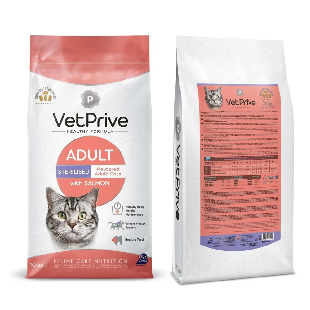 Vet Prive Somonlu Kısırlaştırılmış Kedi Maması 10kg