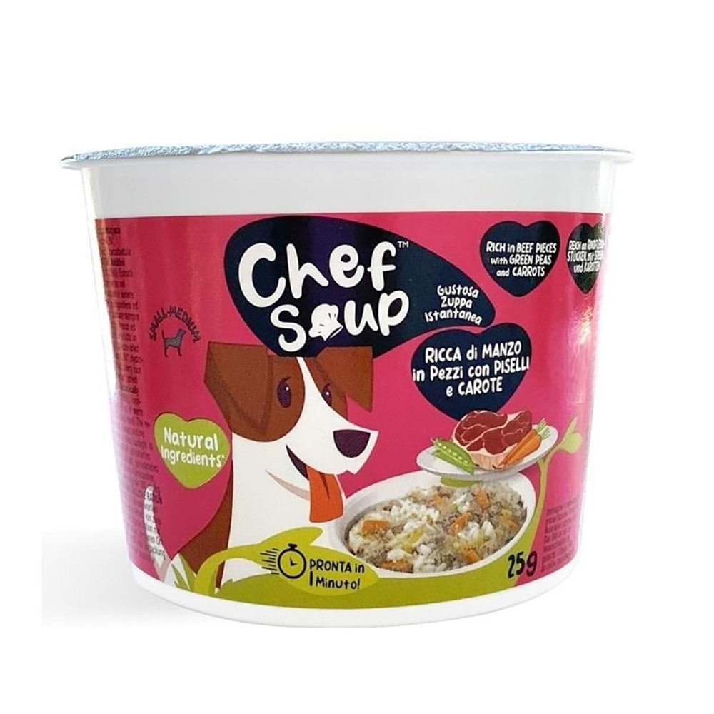 Chef Soup Dana Etli Bezelye Havuçlu Küçük ve Orta Irk Köpekler İçin Hazır Çorba 25gr