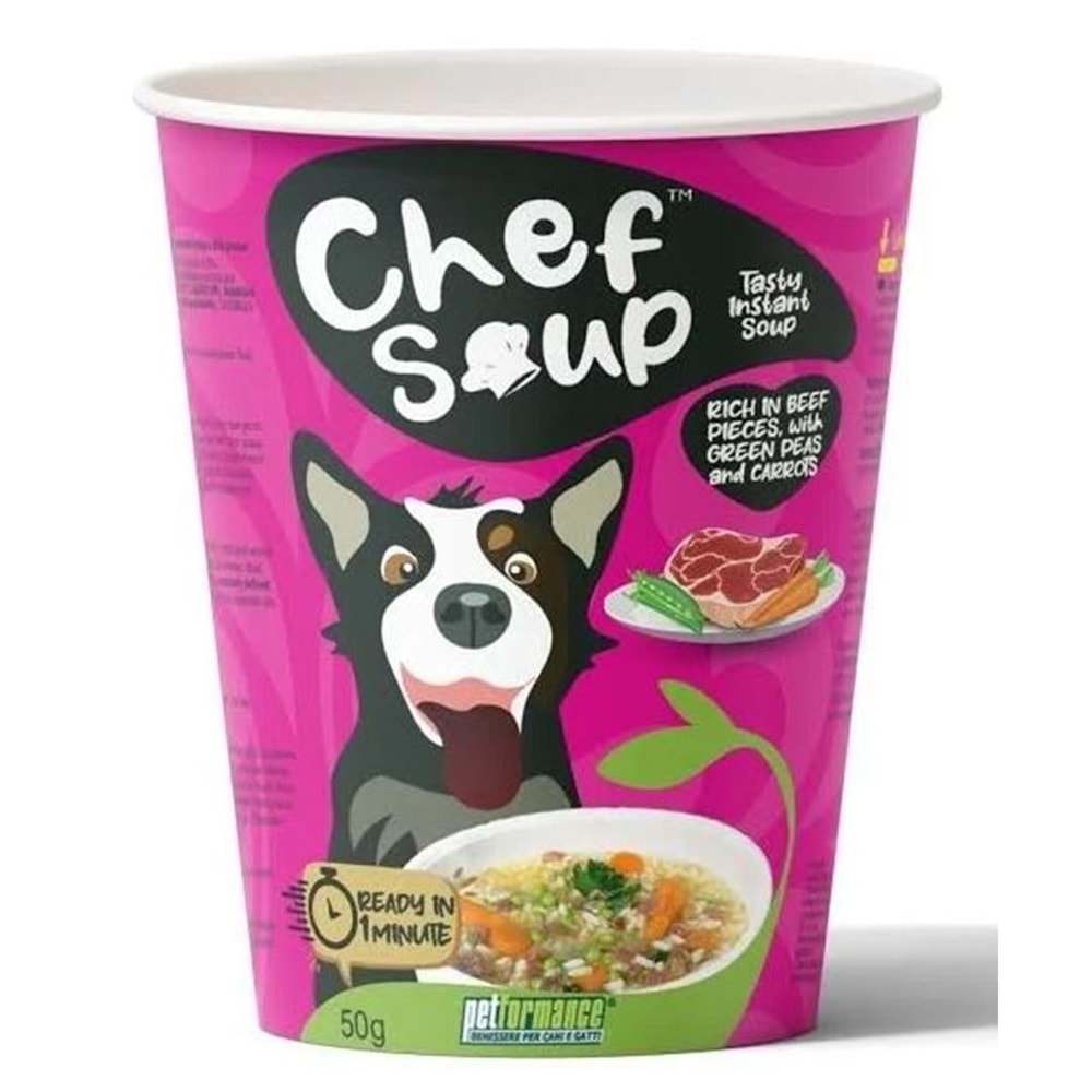 Chef Soup Dana Eti Bezelye Havuçlu Orta ve Büyük Irk Köpekler İçin Hazır Çorba 50gr