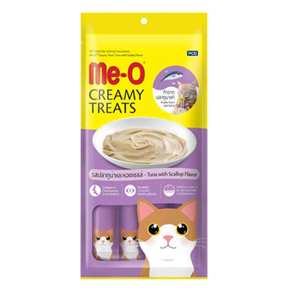 Me-O Creamy Treats Deniz Tarağı ve Ton Balıklı Ek Besin ve Kedi Ödülü 60 Gr ( 4 x 15 Gr )