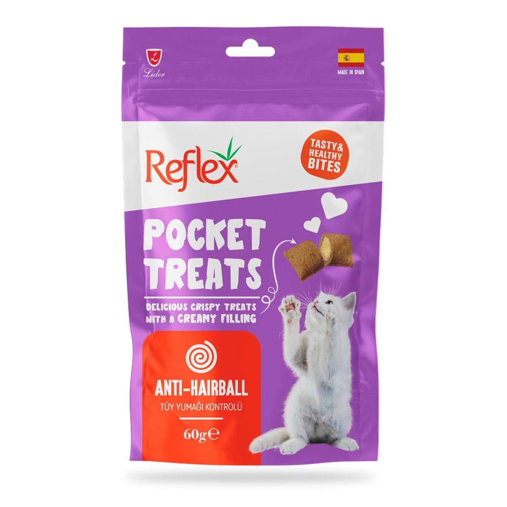 Reflex Pocket Treats Anti-Hairball Tüy Yumağı Kontrolü Kedi Ödül Maması 60gr