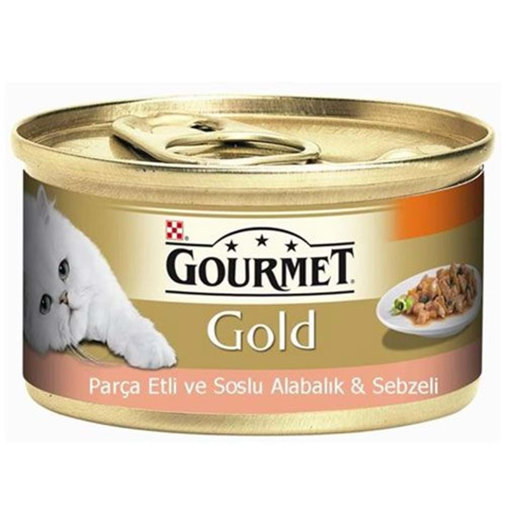 Gourmet Gold Parça Etli Soslu Alabalık Sebzeli Kedi Konservesi 85 Gr