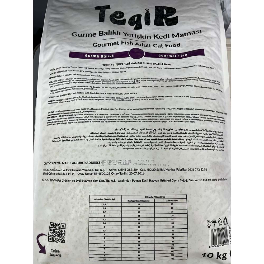 Tekir Balıklı Gurme Kedi Maması 10 Kg