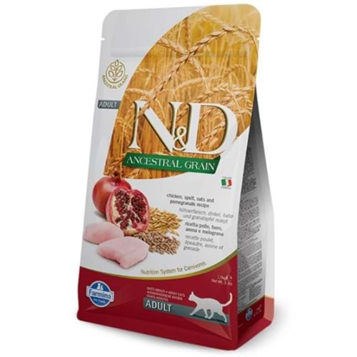 ND Düşük Tahıllı Tavuk Nar Kedi Maması 1,5 Kg