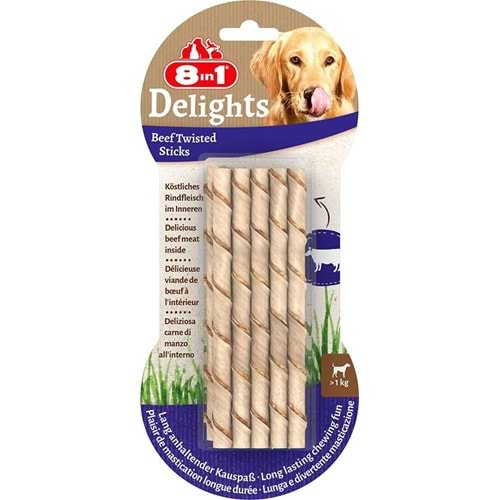 8in1 Delights Bones Köpekler İçin Biftekli Ağız Bakım Çubuğu 10'lu 55 Gr