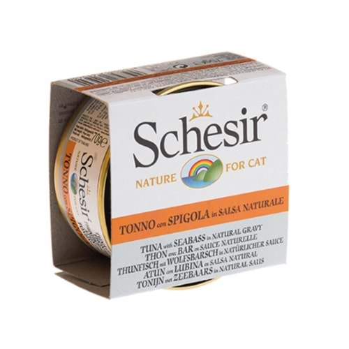 Schesir C3004 Soslu Ton Balıklı ve Levrekli Tahılsız Kedi Konservesi 70 Gr