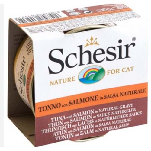 Schesir C3001 Ton Balıklı ve Somonlu Soslu Tahılsız Kedi Konservesi 70 Gr