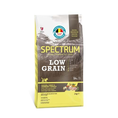 Spectrum Tavuklu Hindili ve Kızılcıklı Düşük Tahıllı Yetişkin Kedi Maması 2 Kg