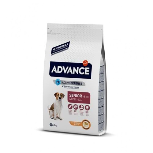 Advance Mini Senior Tavuklu ve Pirinçli Yaşlı Köpek Maması 3kg