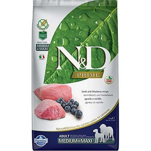 ND Tahılsız Kuzulu Yaban Mersinli Orta ve Büyük Irk Köpek Maması 2,5 Kg