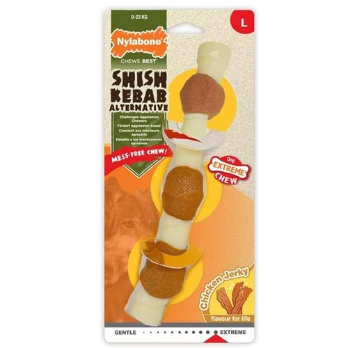 Nylabone Tavuk Aromalı Kauçuk Sert Şiş Kebap Köpek Oyuncağı 21 cm (L)