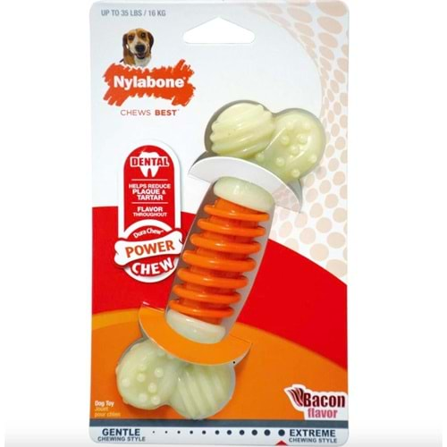 Nylabone Bacon Aromalı Kauçuk Sert Kemik Köpek Oyuncağı 14 cm (M)