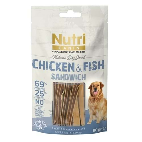 Nutri Canin Chicken Fish Tahılsız Tavuklu ve Balıklı Köpek Ödülü 80 Gr