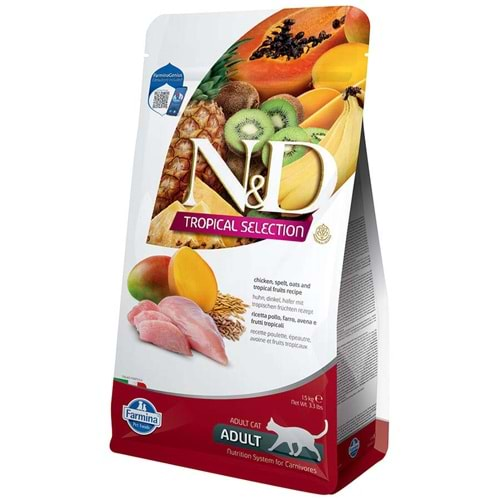 ND Tropical Selection Tavuklu ve Meyveli Kedi Maması 1,5 Kg