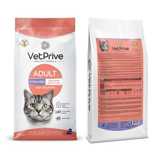 Vet Prive Sterilised Somonlu Kısırlaştırılmış Kedi Maması 1,5 Kg