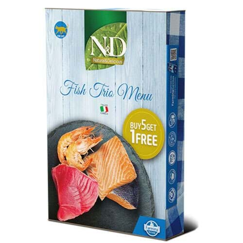 ND Fish Trio Menü Somonlu ve Karidesli Yetişkin Kedi Konserve Yaş Maması 6 X 70 gr