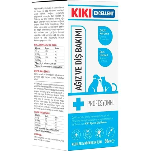 KIKI Excellent Kedi Ve Köpek Ağız Ve Diş Bakımı 50ml