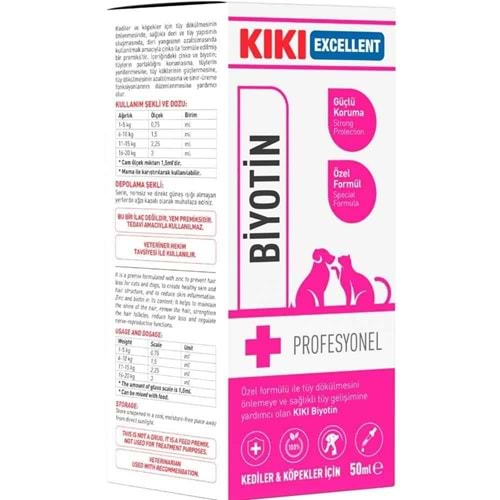 KIKI Excellent Kedi Ve Köpek Biyotin Tüy Dökülme Önleyici 50ml