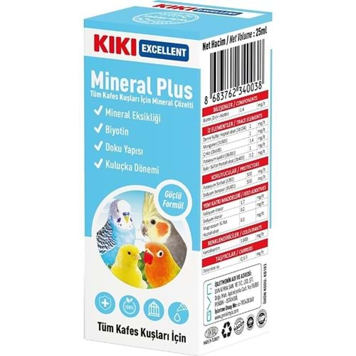 KIKI Excellent Kuşlar İçin Mineral Plus 25 ML