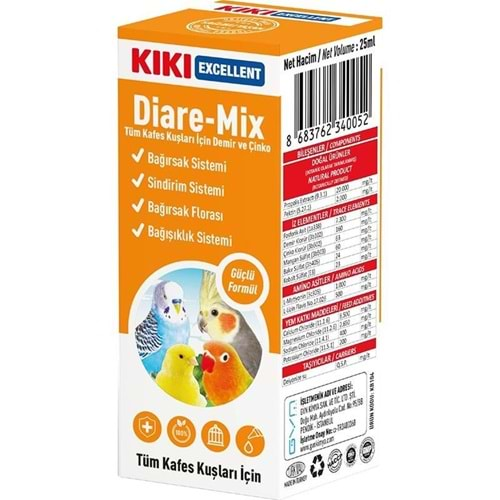 KIKI Excellent Diare-Mix Kuş İshal Önleyici Ve Bağırsak Düzenleyici 25ml