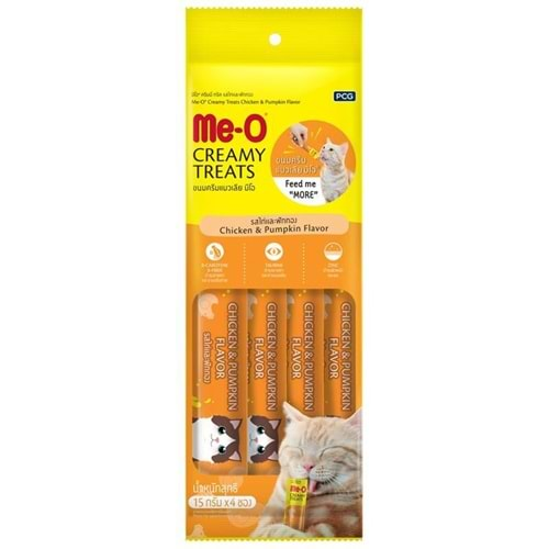 Me-O Creamy Treats Tavuk Etli ve Kabaklı Ek Besin ve Kedi Ödülü 60 Gr ( 4 x 15 Gr )