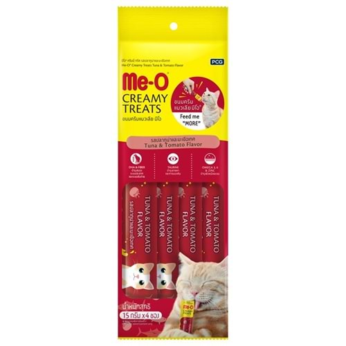 Me-O Creamy Treats Ton Balığı ve Domates Ek Besin ve Kedi Ödülü 60 Gr ( 4 x 15 Gr )