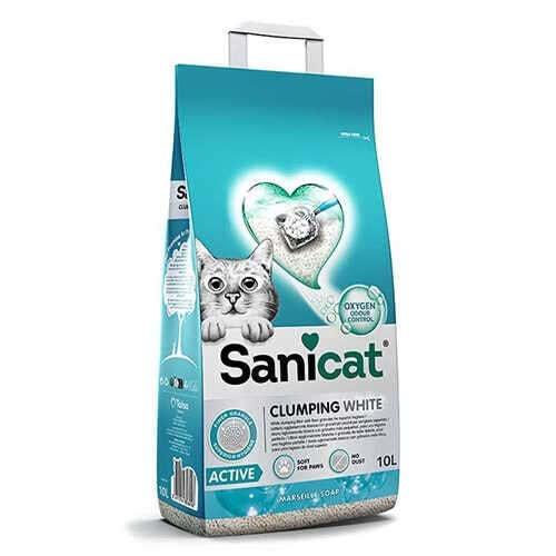 SaniCat Aktive ( Active ) Oksijenli Dezanfektan İnce Taneli Doğal Kedi Kumu 10 Lt