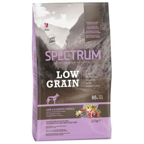 Spectrum Low Grain Kuzu Etli ve Yaban Mersini Orta ve Büyük Irk Köpek Maması 2,5 Kg