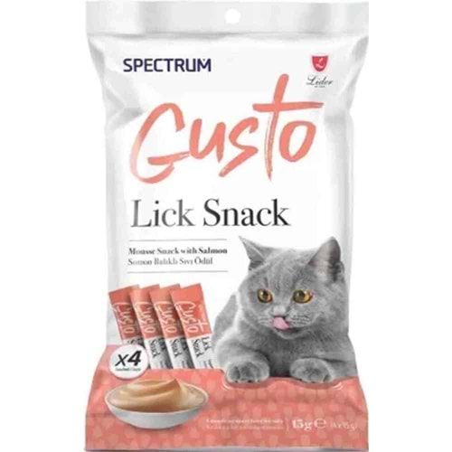 Spectrum Gusto Lick Snack Somonlu Sıvı Kedi Ödülü 4x15 Gr