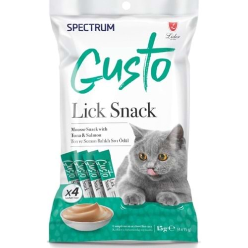 Spectrum Gusto Lick Snack Ton Balıklı ve Somonlu Sıvı Kedi Ödülü 4x15 Gr