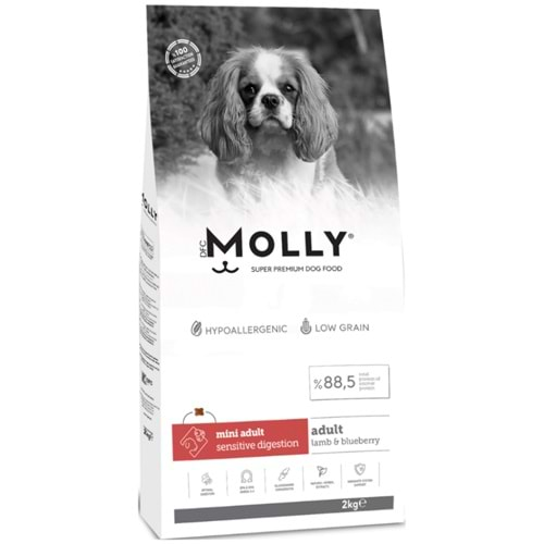 Molly Mini Adult Kuzu Etli & Yaban Mersinli Küçük Irk Yetişkin Köpek Maması 2 Kg