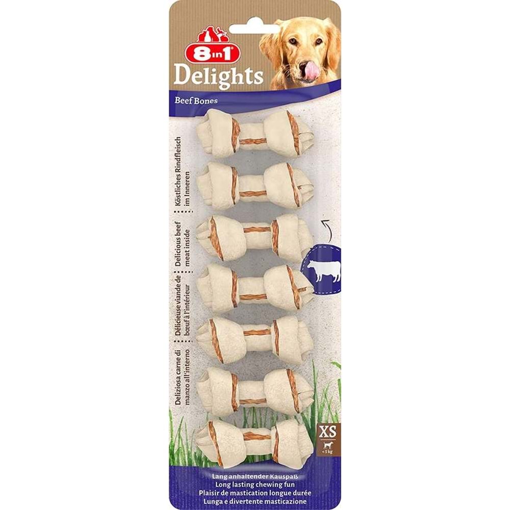 8in1 Delights Biftekli Ağız Bakım Burgu Kemiği 7'li Paket 84 Gr