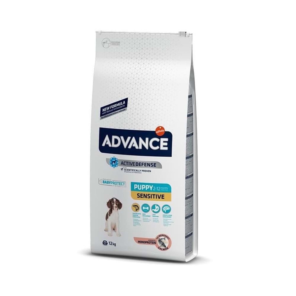Advance Somonlu ve Pirinçli Hassas Sindirim Sistemi için Yavru Köpek Maması 12 Kg