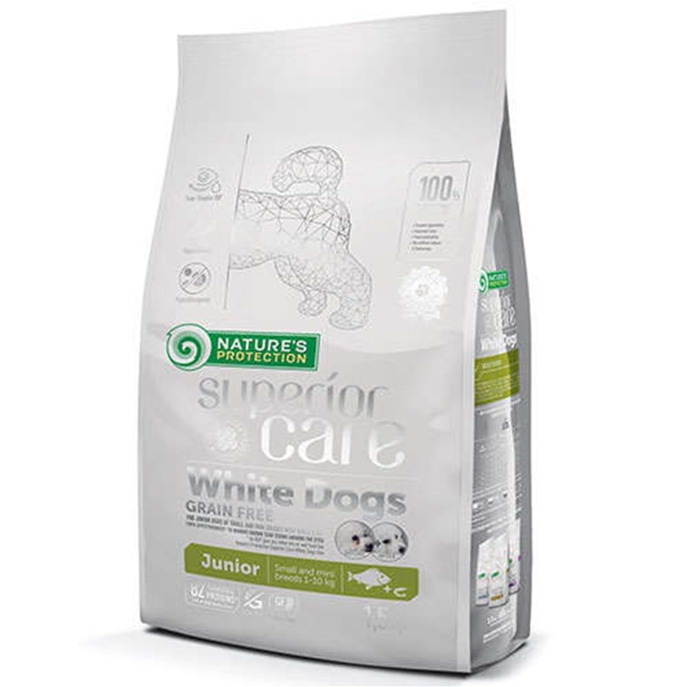 Natures Protection Superior Care White Dogs Alabalıklı Küçük Irk Tahılsız Yavru Beyaz Köpek Maması 1.5 Kg