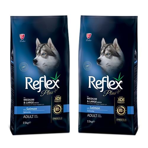 Reflex Plus Somonlu Orta ve Büyük Irk Köpek Maması 15 Kg