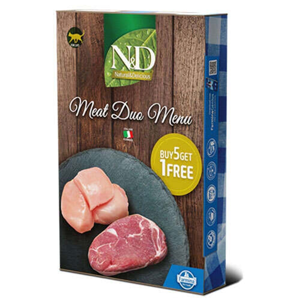 ND Meat Duo Menu Kuzu ve Tavuk Etli Kedi Konservesi 6 x 70 gr