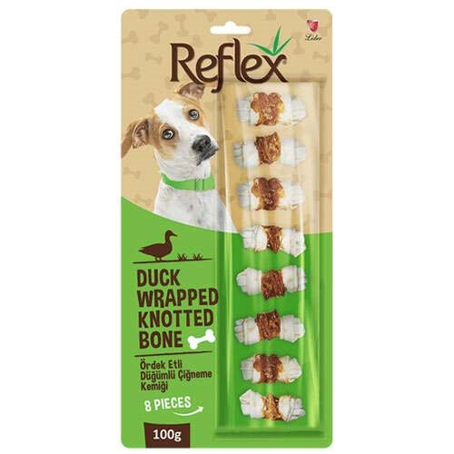 Reflex Ördek Etli Düğümlü Çiğneme Burgu Kemiği 100 Gr - 8 li Paket